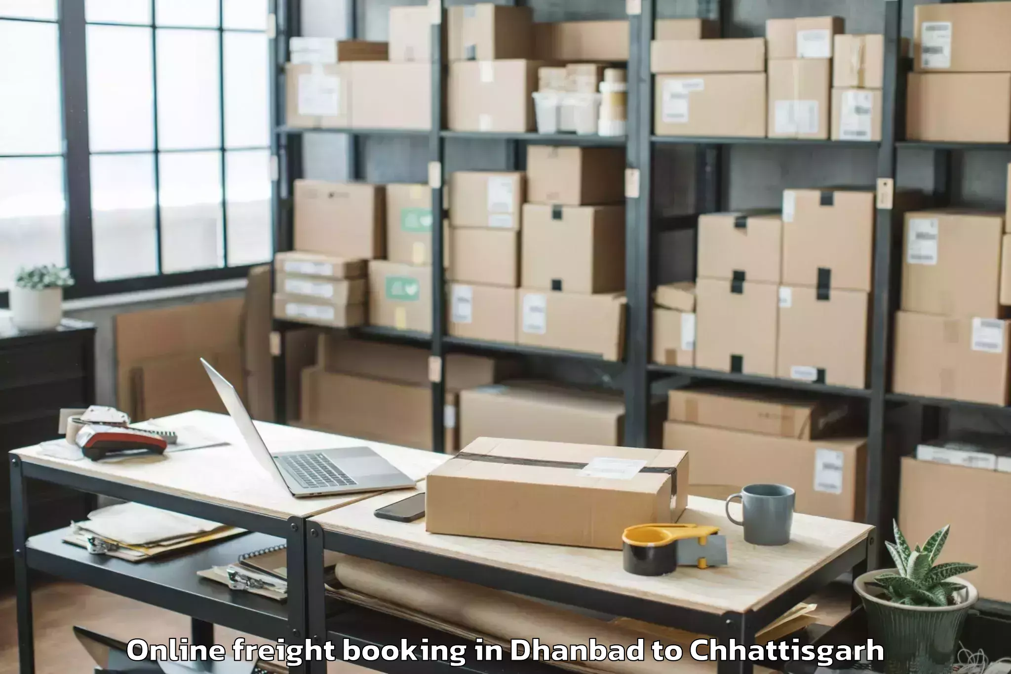 Expert Dhanbad to Akaltara Online Freight Booking